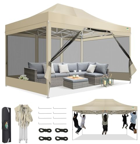COBIZI Faltpavillon 3x4,5 m mit Moskitonetz, wasserdicht, stabil