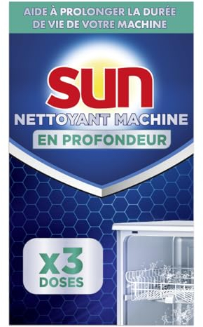 SUN - Nettoyant Lave-Vaisselle Classique - 3 Doses - nettoie en profondeur - aide à prolonger la durée de vie de votre machine