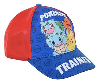 Pokemon Gorro para Niños, Diseño Squirtle Bulbasaur Charmander y Pikachu Gorra de Beisbol Gorra de Verano Infantil, Regalo para Niños | Rojo