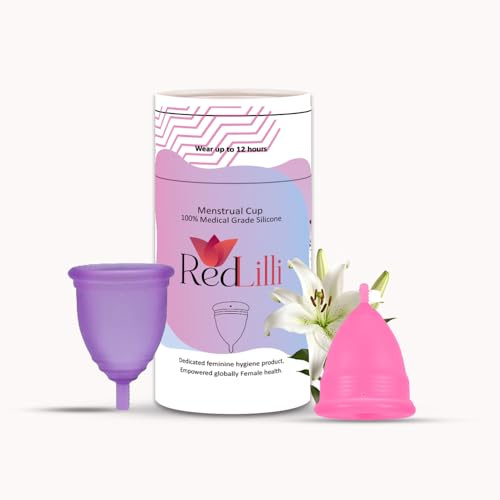 RedLilli Menstrual Cups for Women (Purple & Red Rose) - Reusable Period Cup with Menstrual Cup Sterilizer (Extra Small)