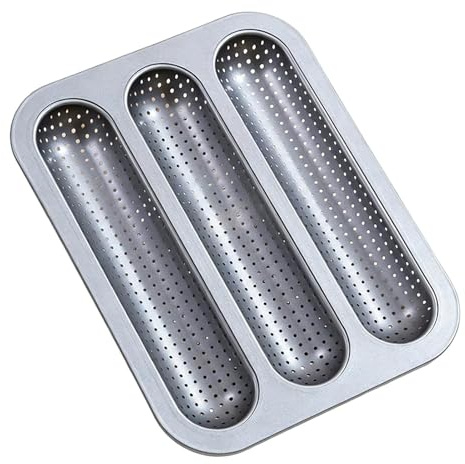 Generico Bandeja para pan francés - para casera - para pan - Bandeja para baguette para cocina privada restaurante apartamento uso comercial revestimiento antiadherente perforada