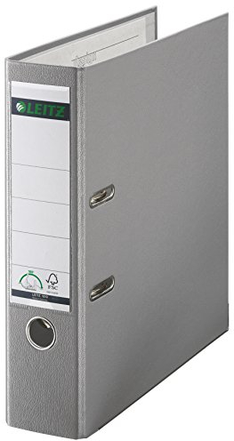 Leitz Qualitäts-Ordner 180° Plastik, das Original, DIN A4 Aktenordner 8 cm breit, 90% Recycling-Karton, 30% Pre-Consumer Recycling-Kunststoff, Mit 180° Mechanik, 600 Blatt Kapazität, Grau, 10105085