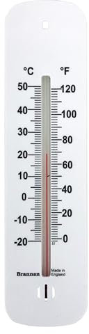Thermomètre mural blanc pour mesurer la température ambiante dans la maison, le bureau, le jardin ou la serre – Thermomètre élégant et précis