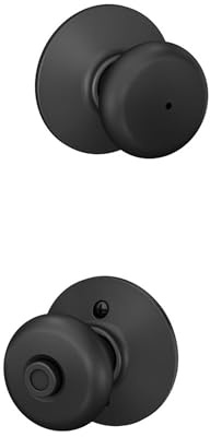 Schlage F40 PLY 622 Plymouth Door Knob, Bed & Bath Privacy Lock, Matte Black