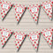 Newspaper and Red Poppy Flowers Shabby Chic Garden Tea Party Bunting Banner