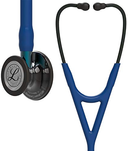 3M Littmann Cardiology IV Stethoskop für die Diagnose, 6202, hochglänzendes Smoke-Finish Bruststück, marineblauer Schlauch, blauer Schlauchanschluss und schwarzer Ohrbügel, 69 cm