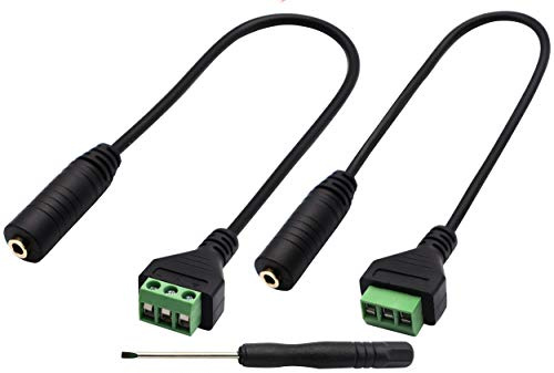 zdyCGTime 3,5 mm skruvterminal blockkabel 3,5 mm (1/8 tum) stereoljud hona till 3-stift/sätt hona bult skruv AV hörlurar typ adapterkabel (30 cm/2-pack (3pol/F)