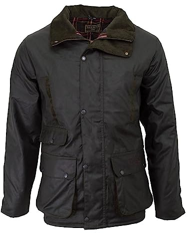 Walker and Hawkes - Chaqueta Hawthorn con Acolchado Ligero para Hombre - Abrigo con Tejido Encerado - Verde Oliva - M