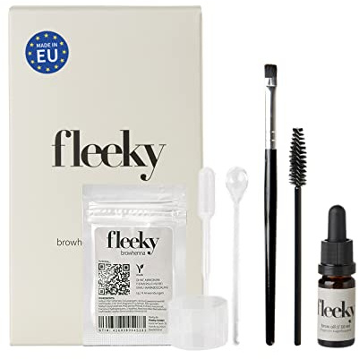 fleeky Browhenna Kit - colore delle sopracciglia per sopracciglia on fleek, polvere di colore all'henné per una colorazione naturale delle sopracciglia, ideale come regalo (Mini, marrone scuro)