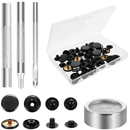 12 Sets Metal Snap Fasteners Kit, Press Studs with 4 Tools