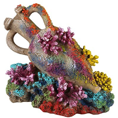 Aqua Della, Anfora con Corallo 1 15 x 8,9 x 11,5 cm Multicolore, per Pesci