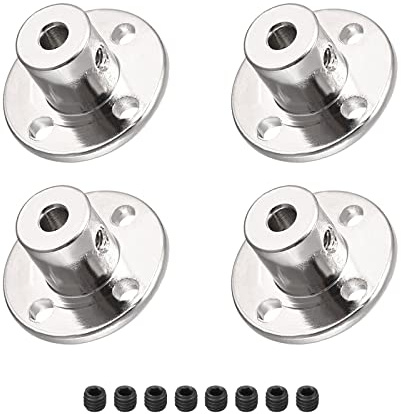 DMiotech 4 Paquet 4mm Intérieur Diamètre H12xD10 Bride Accouplement Connecteur Rigide Guide Arbre Support Coupleur Arbre Accouplement avec Vis pour Bricolage RC Modèle Moteurs Argent