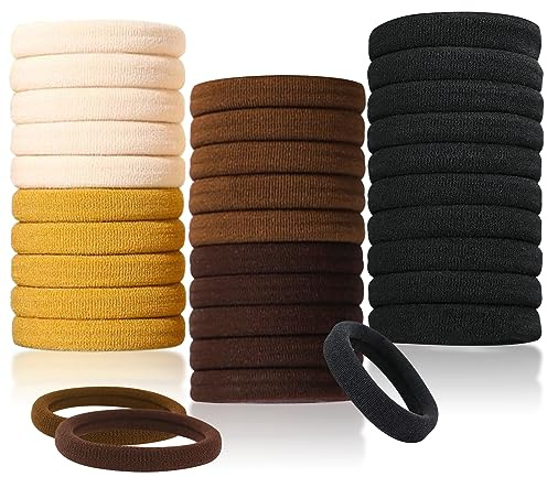 Sularpek 30 Pcs Elastic Hair Bands, Hair Bobbles for Girls, Soft Hair Ties No Damage, Strong Elastic Ponytail Holders Hair Accessories for Women Men Girls Kids