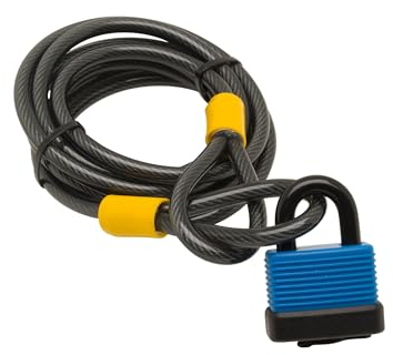 Sterling 825 C WPL 2.5m 8mm Steel Security Cable & 48mm Weatherproof Padlock, Black