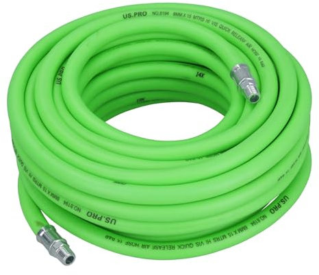 AB Tools 15 Metres Soft Rubber Hi-Vis Air Compressor Hose Airline 1/4 BSP Male Thread