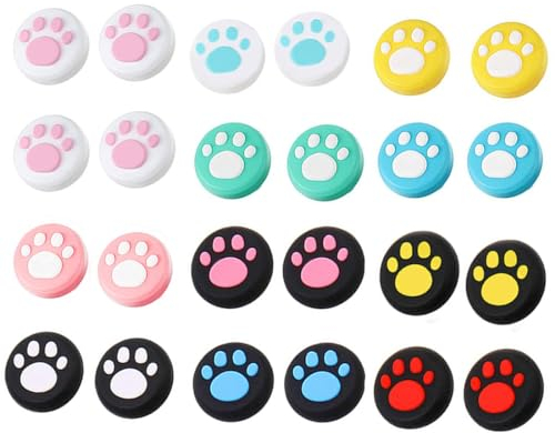 LEEQBCR 24 Stück Zampa von Katze Joystick Cover, Silikon, Mehrfarbig, Spielkonsole