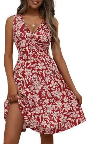 LIAMERHE Robe Femme Col V Chic et Elegant Manches sans/Courtes/Longues Robes A-Line Casual Robe pour Fête Noël Mariage
