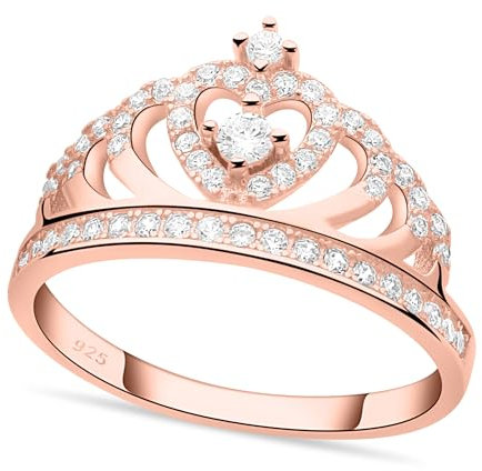 Tony Fein Kronenring 925er Silber Vergoldet 56