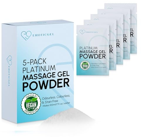 Platinum Edition Japanese Nuru Massage Gel Powder | Pack of 5 x 5 g | Neutral Formula | Own Blends | Made in Japan | Vegan | Perfume Free | Paraben Free and Glycerin Free | Creates 2.5 Litre