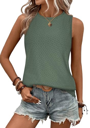 Zeagoo - Camiseta de tirantes para mujer, elegante y elegante, para verano, con ojales sueltos, para mujer, diseño casual, cami, tapas S-XXL
