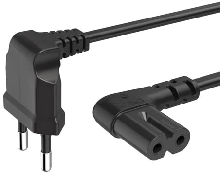 TECHZOCO Cable alimentación IEC-320 C7 acodado, Cable Alimentación Tipo C Euro, Sección 0.75 mm², Compatible con Samsung, Philips, LG Sony Sharp Panasonic LED TV Sky, Sky High TV PS4, 2 Metros