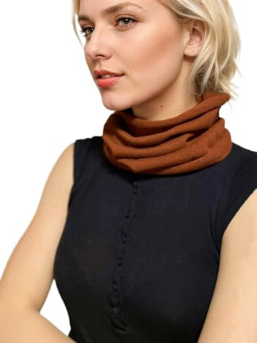 Prettystern Damen Loop Schal 100% Kaschmir-Wolle Cashmere Schlauchschal Strick-Schal Halstuch Schlauch-Schal Rot-Orange