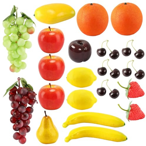 Licsaliwe Juego de Frutas Artificiales realistas, 21 Piezas de Accesorios de exhibición de Espuma para Mesa y decoración
