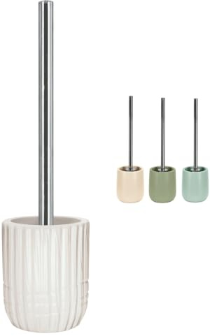 KW Luxury Toilet Brush and Holder, Soft White | Ceramic / Porcelain / Stoneware