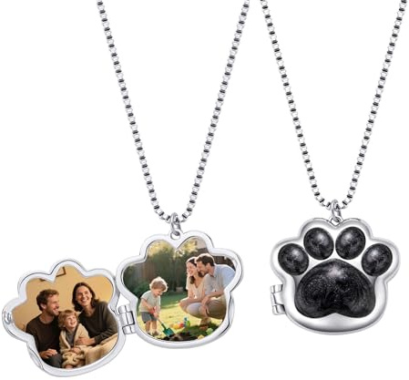 KWCLTH Collar con medallón personalizado con foto de la pata de tu mascota, collar con colgante personalizado con la pata de tu gato o perro, joyería, regalo conmemorativo para mujeres