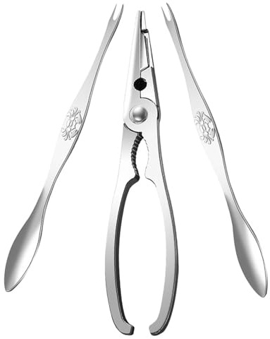 Mikinona Outils Fruits de Mer Acier Inoxydable Pinces et Pics pour Décortiquer Crabe et Homard Accessoire de Cuisine Réutilisable Robuste