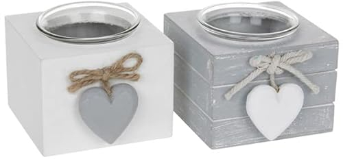 Joe Davies Set of 2 Provence Single Tealight Holders - Grey and White