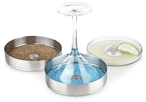 Kit de 2 ribeteadores de acero inoxidable Final Touch de 2 niveles para escarchar copas de cóctel, con un amplio diámetro de 15 cm; perfectos para Margaritas o Martinis