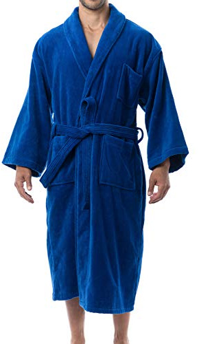 Alpine Swiss Pure Cotton Mens Terry Cloth Bathrobe Super Absorbent Spa Robe BLU XLXXL