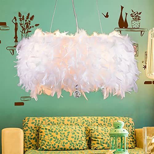 LIUNIAN 30CM Plafoniera Lampadario Lampadario Moderno Moda Piuma Plafoniera con Ombra E Pendente in cristallo per Soggiorno Camera Da Letto Portico Bar Ristorante Hotel