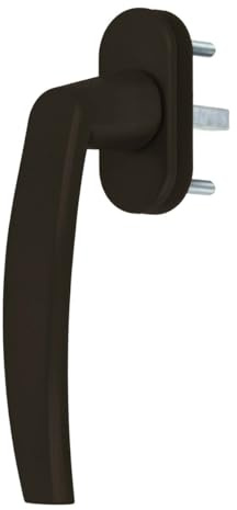 Premium Aluminium Fenstergriff Victory - Kunststoff Sockel, Farbe:Braun RAL 8019, Stiftlänge:35mm