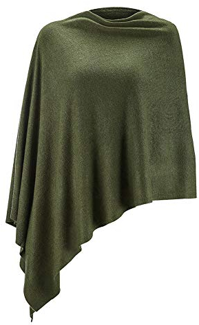 Fomolom Damen Ponchos Pullover, vielseitig einsetzbar, leicht, massiver Strickschal - Grün - Einheitsgröße