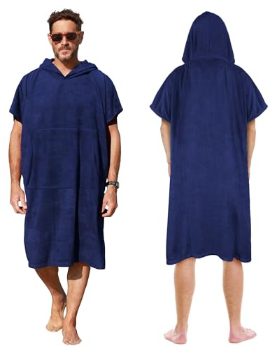 Kato Tirrinia Beach Surf Poncho con tasca, in neoprene assorbente, con fasciatoio, asciugamano poncho, per surf, nuoto, per adulti, uomini e donne