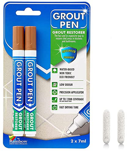 Twin Pack (TERRACOTTA) Grout Pen - Designed for restoring tile grout in bathrooms & kitchens