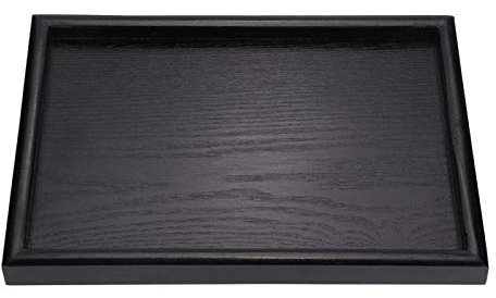 Plateaux De Service, Plateau Bois Petit-déjeuner Thé Table Basse Lit Décoratif Cuisine Extra Grand Rectangulaire Anti-Fuite Articles Toilette Comptoir Aliments Boissons Buffet Noir(30 * 20 * 2cm)
