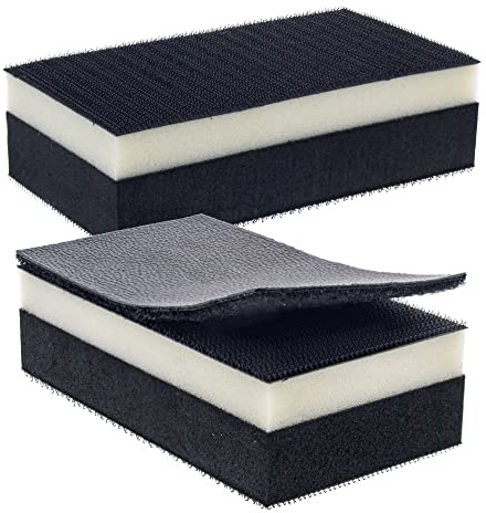 Dura-Gold Pro Series Rectangle 5 x 2-3/4 Dual Density 2 Sided EVA Sanding Block, Hook & Loop Backing, 2 Pack - PSA Sandpaper Conversion Adapter Pad - Automotive Paint Prep Sand Woodworking Furniture