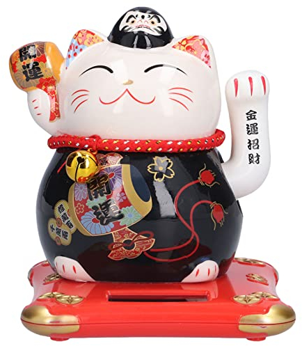 Gato de la Suerte con Energía Solar, Gato de Bienvenida de la Fortuna de la Suerte, Cerámica Maneki Neko, Gato de la Suerte para el Hogar, la Oficina Y el Automóvil, Gato Chino de Decoración(#3)