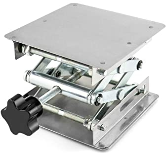 QWORK® Lab Jack Stand 4 x 4 Stainless Steel Router Lift Scissor Lift for Chemical Instrument Support Load Capacity 5KG