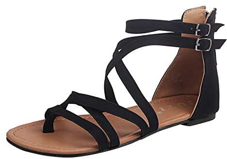 Dasongff Sandales Gladiateur Femme Été Bohème Nu-Pieds Femmes Confort Vintage Tong Sandale Adolescente Fille Bride Cheville Bout Ouvert Sandale Slip-on Tongs Pantoufles Sandales à Lanières