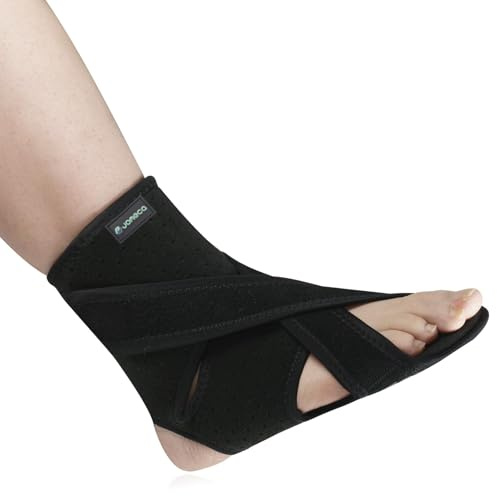 JOMECA Upgraded Drop Foot Brace for Walking with Shoes - Dual Forefoot Support Plates Adjustable Soft AFO, Foot Drop, TBI, ALS, MS, Bone Fracture, Fits Women & Men (Left, L/XL)