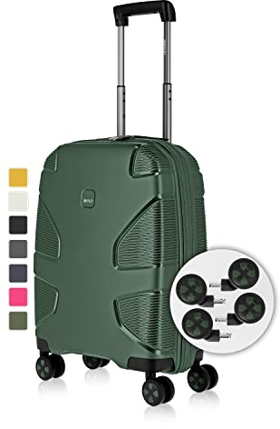 IMPACKT IP1 Hartschalenkoffer mit 4 Rädern aus recyceltem Material mit 6 Jahren Garantie; nachhaltiges Reiseetui mit austauschbaren Rollen, Grün - Deep Sea Green, 55 cm (Größe S), Casual