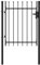 Tidyard Fence Gate Single Door with Arched Roof (or Spike Roof) Outdoor Garden Yard Patio Entrance Way Door Security Barrier Steel 1x1.2 m Black