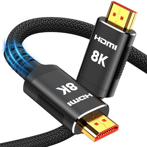 Snowkids 8K HDMI 2.1 Cable 5 ft, Non-Slip Nylon Braided, 48Gbps Ultra High-Speed HDMI Cables Cord, 10K 8K@60Hz, 4K@120Hz Compatible for TV/PS-5/X-box/Projector/Sound System & More
