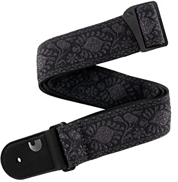 D'Addario gewebter Gitarrengurt - Gitarrenzubehör - Gurt E-Gitarre, Akustikgitarre & Bassgitarre - Monterey schwarz zweilagig