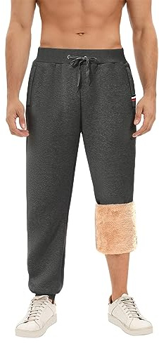 Voqeen Pantalon Chandal Hombre Invierno Sherpa con Forro de Polar Jogger Pantalones Deportivos Jogging Pantalones Térmicos Casuales para Bolsillos con Cremallera