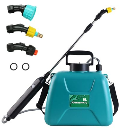 CALISTOUK Pulverizador Eléctrico para Plantas, Fumigadora Pulverizador 5 Litros, Pulverizadores Inalámbricos con Boquillas Regulable USB Recargable para Jardín y Lavado de Coches